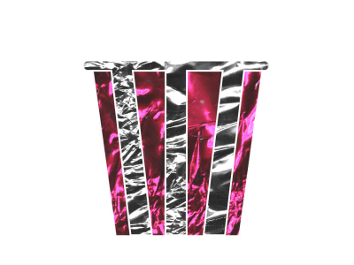 Abstract design with pink and silver stripes. No visible text.